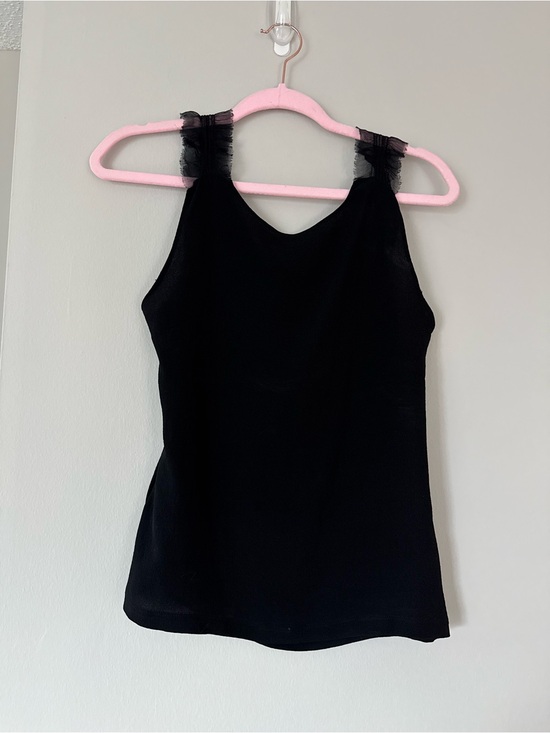 Fendi Tops - VINTAGE Fendi Black Tank with Sheer Ruffle Straps